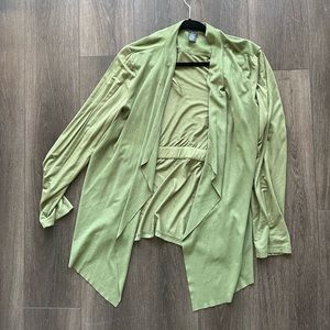 Green Faux Suede Cardigan - Size L